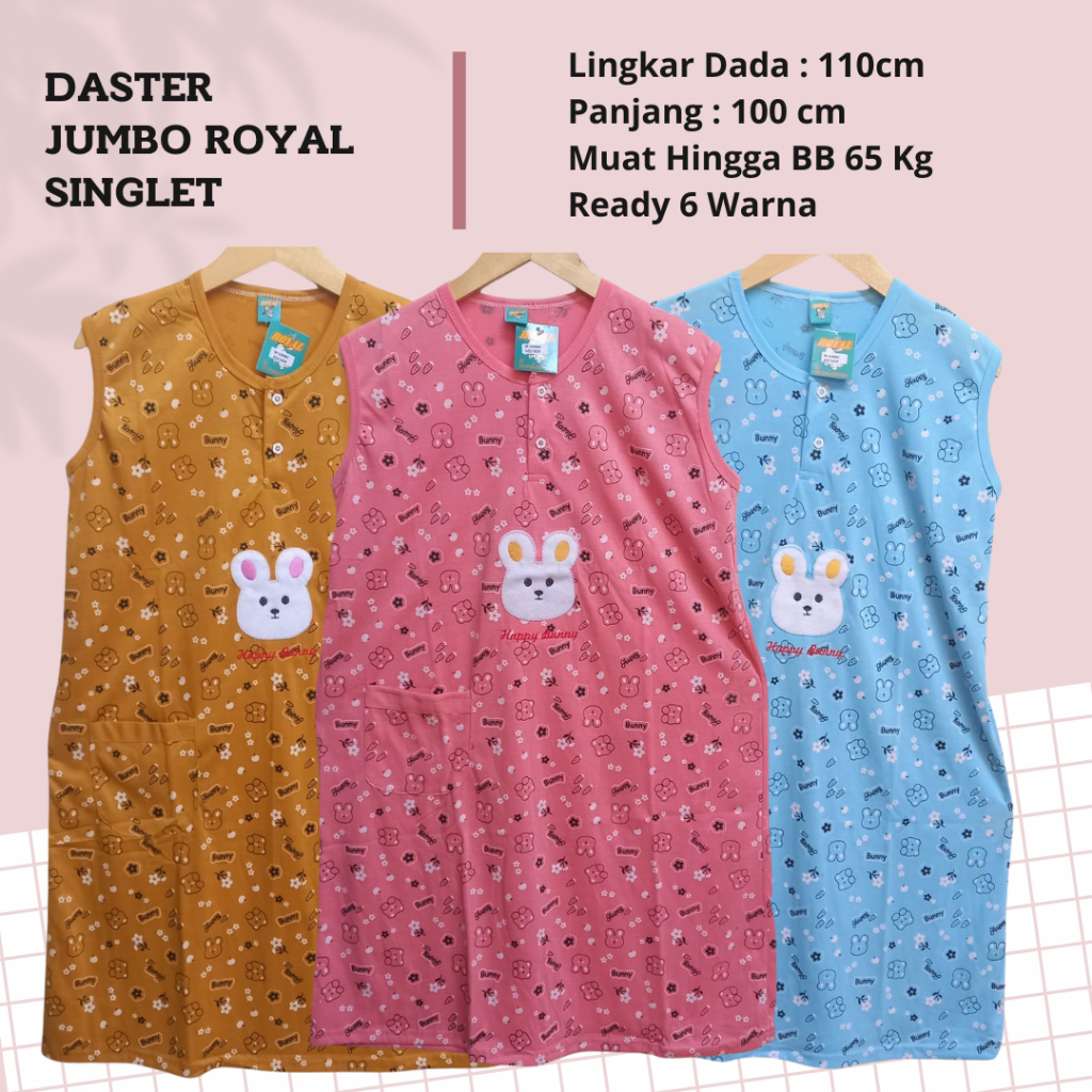 Daster Royal Singlet Jumbo Bahan Kaos Ld 110 cm.