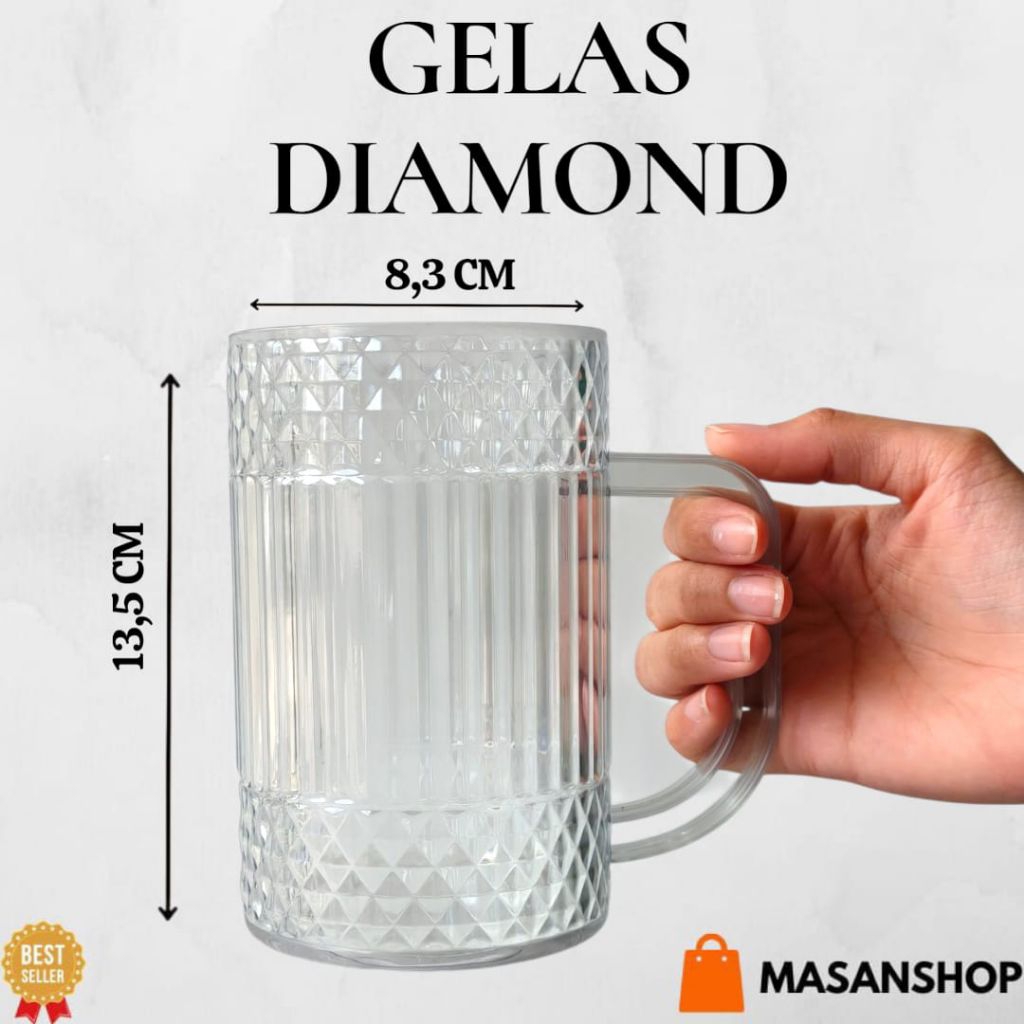 Gelas Diamond Plastik Bening 600ML