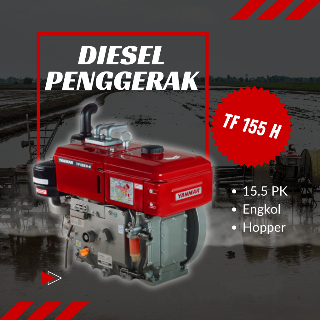 Diesel Yanmar TF 155 H 15.5 HP Hopper Mesin Penggerak Solar Serbaguna