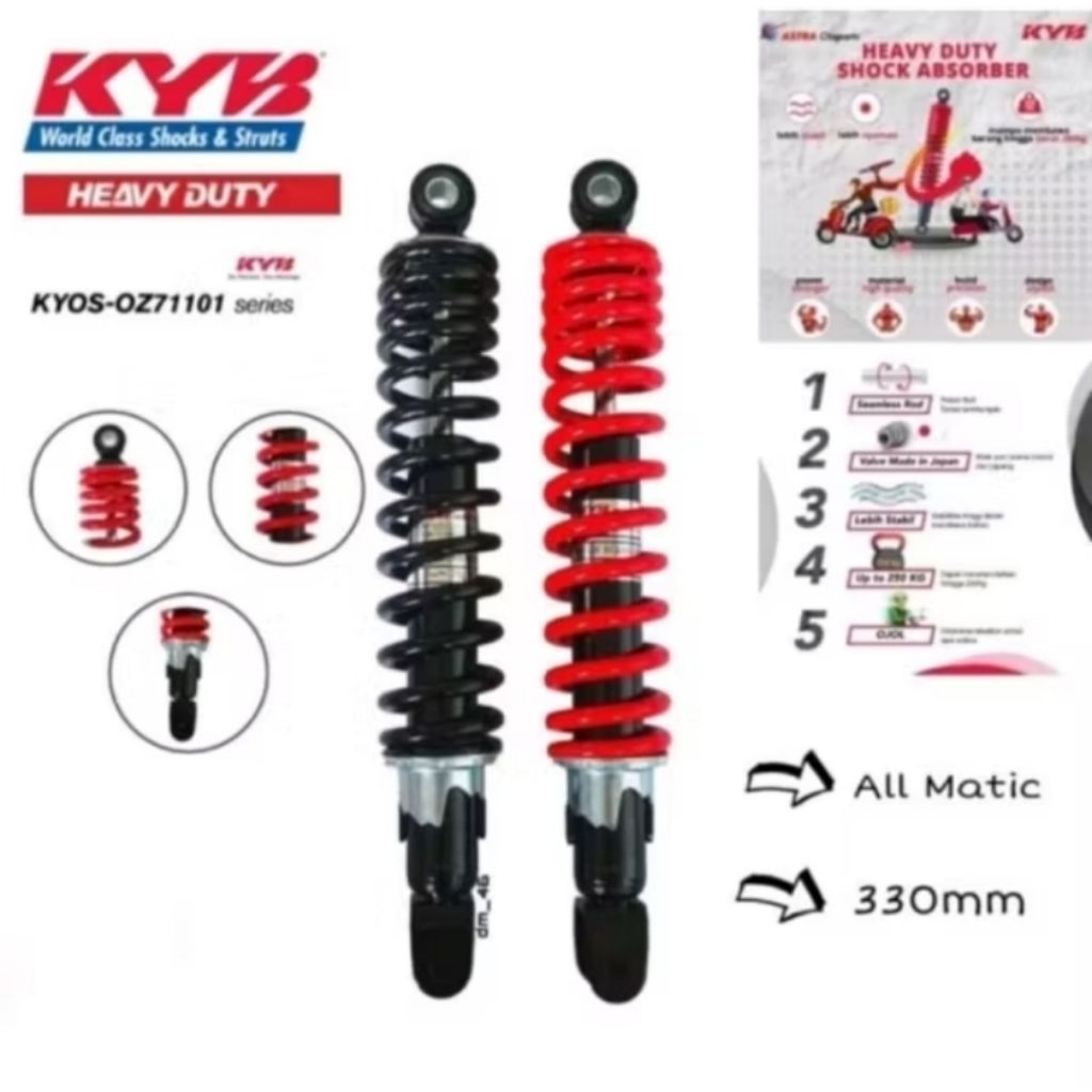 Kayaba Kyb muatan berat shock belakang motor matic 300mm