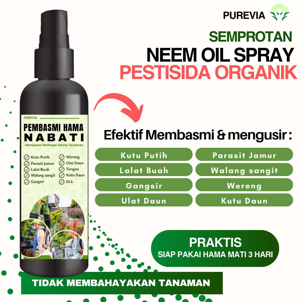 Neem Oil Spray Pestisida Nabati Organik untuk Semua Hama Tanaman