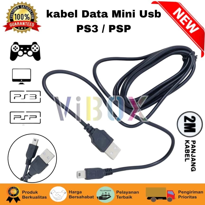 Kabel 2Meter Stick PS3 /PSP Game Boy Cable Charger Mini Usb V3 For Game Playstation Sony (2M) [SEN]