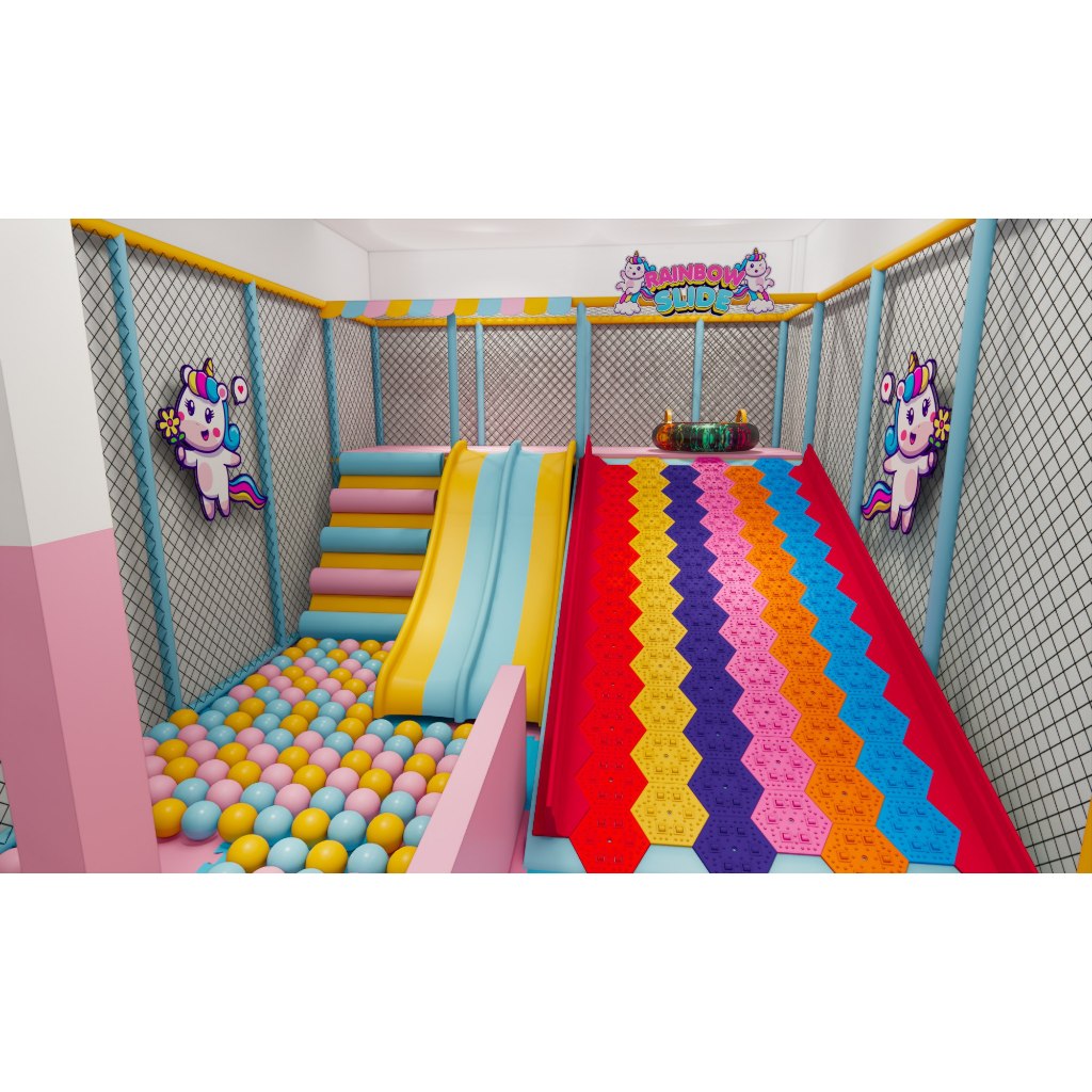 playground Mandi Bola + Rainbow Slide Playground Anak Indoor Set