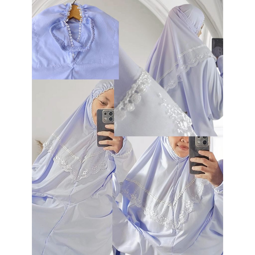 Mukenah lajuran dewasa/motif kalung /mukenah renda premium