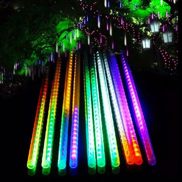 LAMPU LED HUJAN METEOR 30CM RGB MS 360 LAMPU HUJAN RGB WARNA WARNI LAMPU HIAS