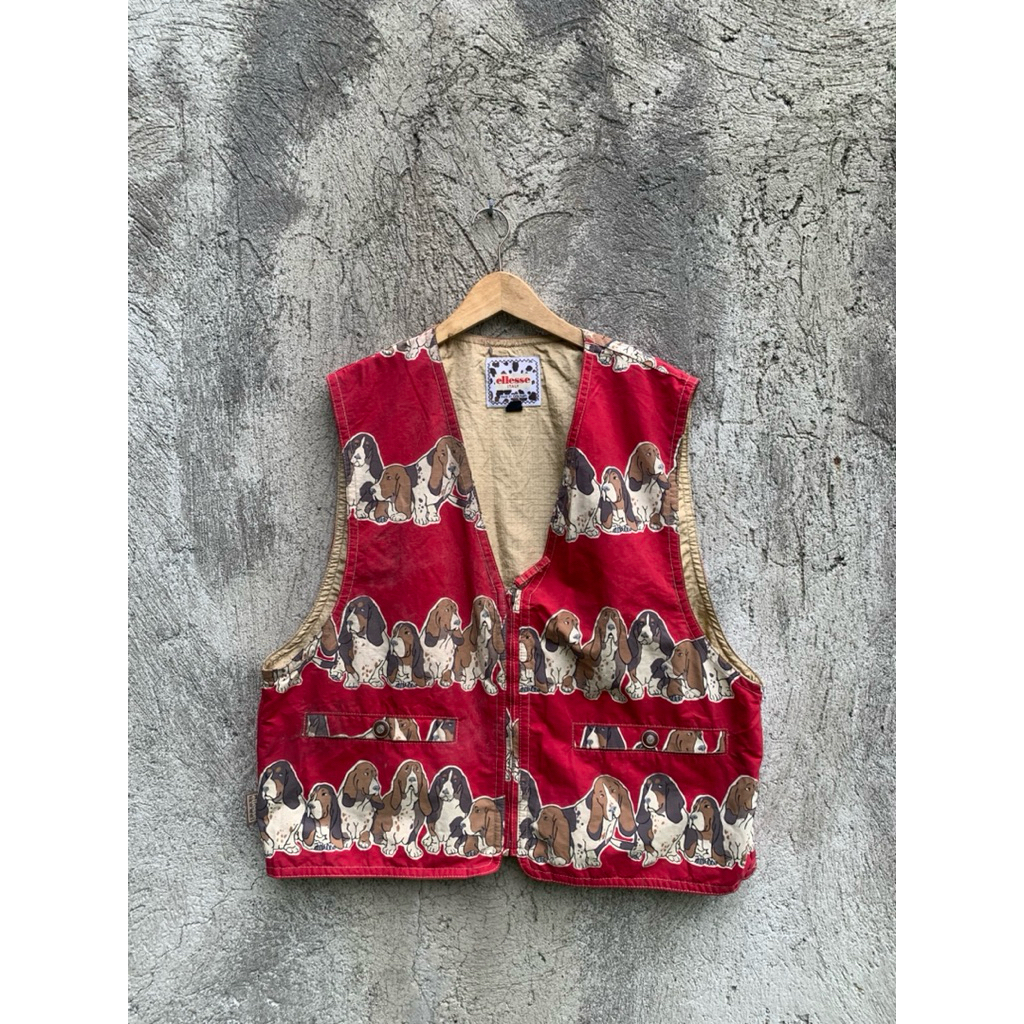 Vintage Ellesse Italy Puppy Fullprint Vest