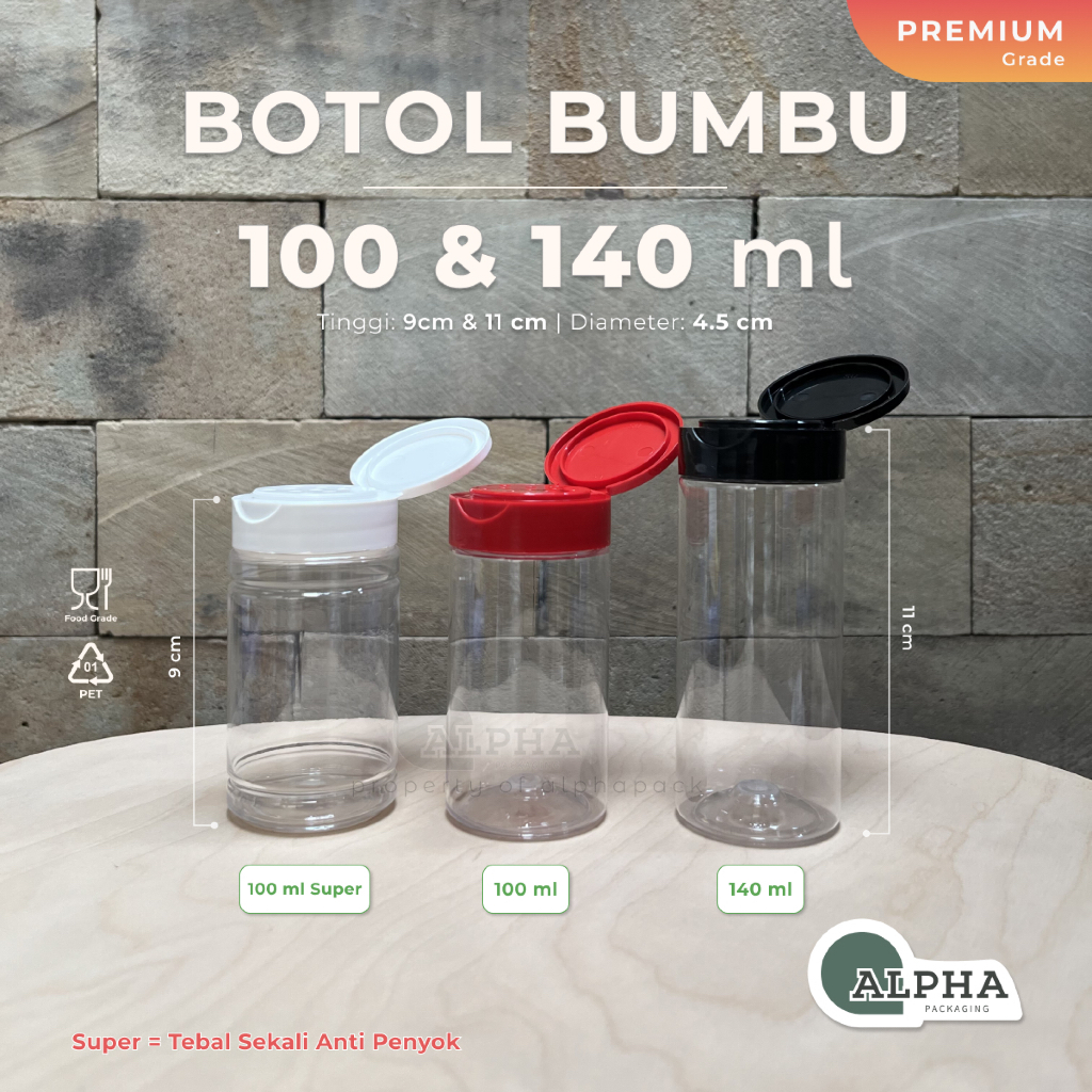 BIG SALE Toples BonCabe 140 ml - Botol Bumbu Dapur Lada Garam Kormik Plastik Lubang Besar Kecil