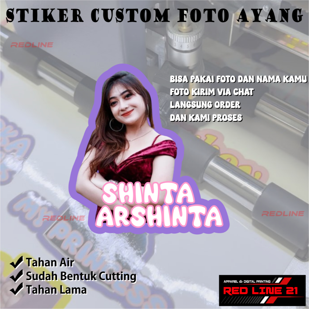 Stiker FOTO CUSTOM NAMA AYANG Stiker Tahan Air Stiker HP LAPTOP MOTOR