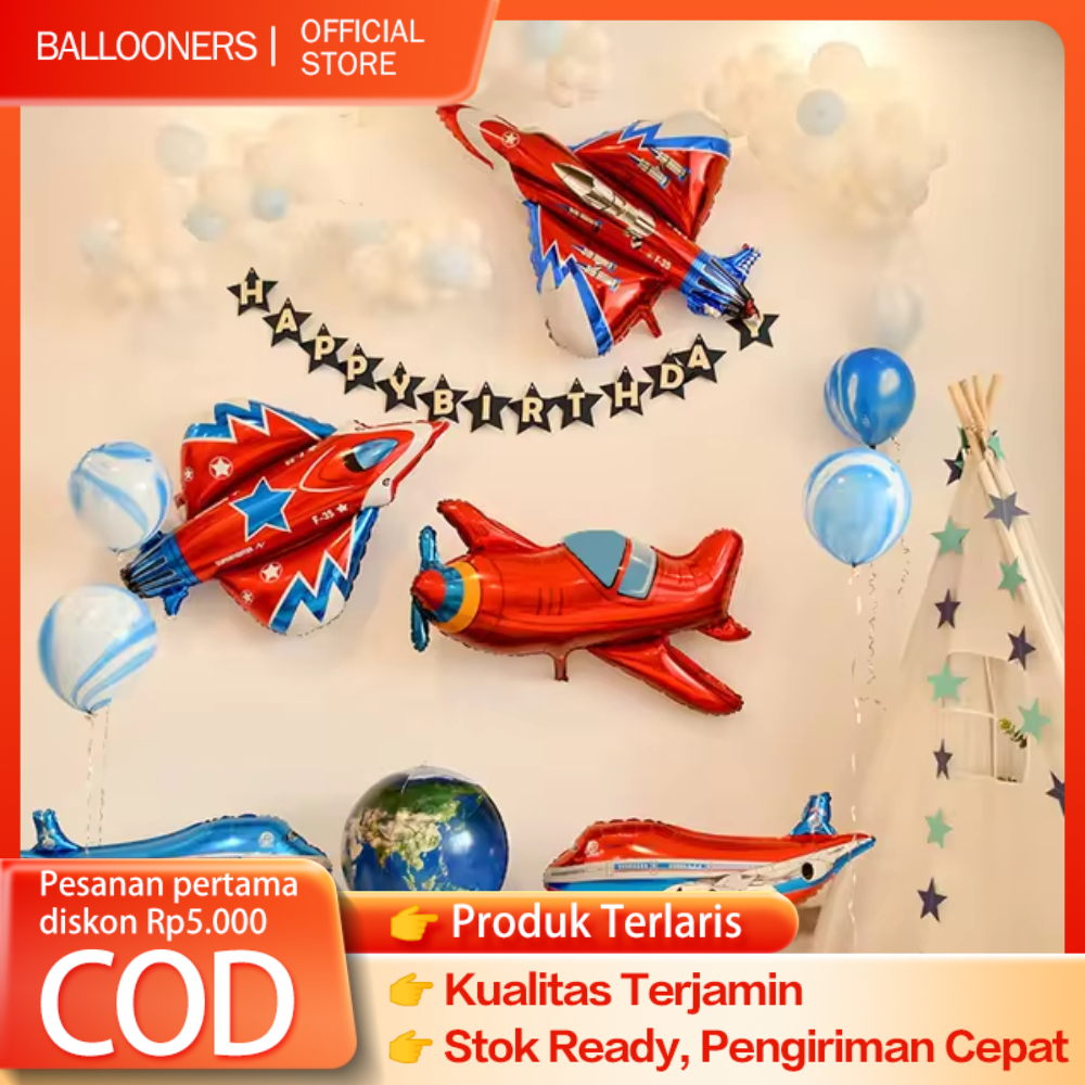 Balon Bentuk Pesawat Terbang Jumbo / Foil Transportasi Udara Balon Dekorasi Hiasan Perlengkapan Ulan