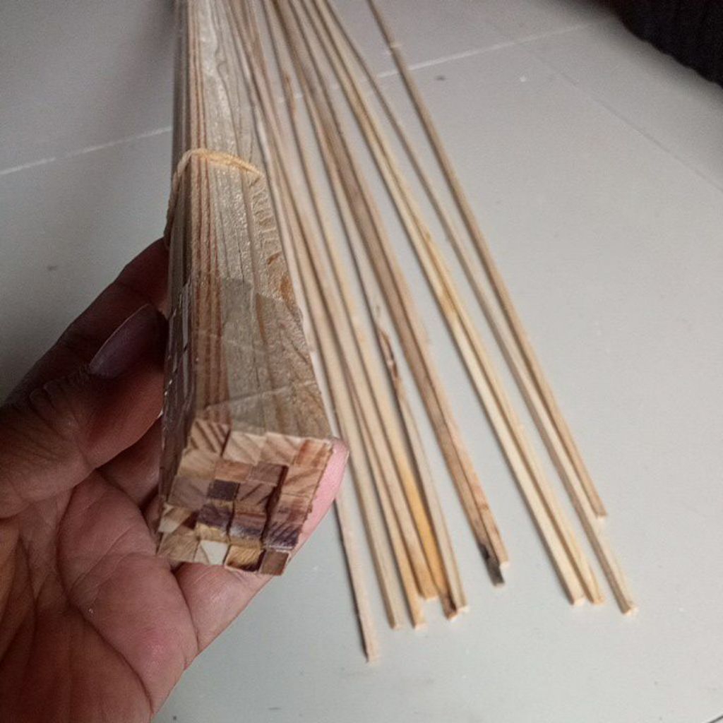 stik kayu jati belanda 5mm x60cm bahan miniatur rigging