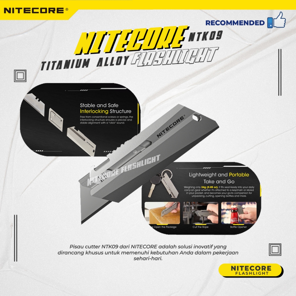 Pisau Cutter Nitecore NTK09 Quick Blade Utility Knife Titanium Alloy