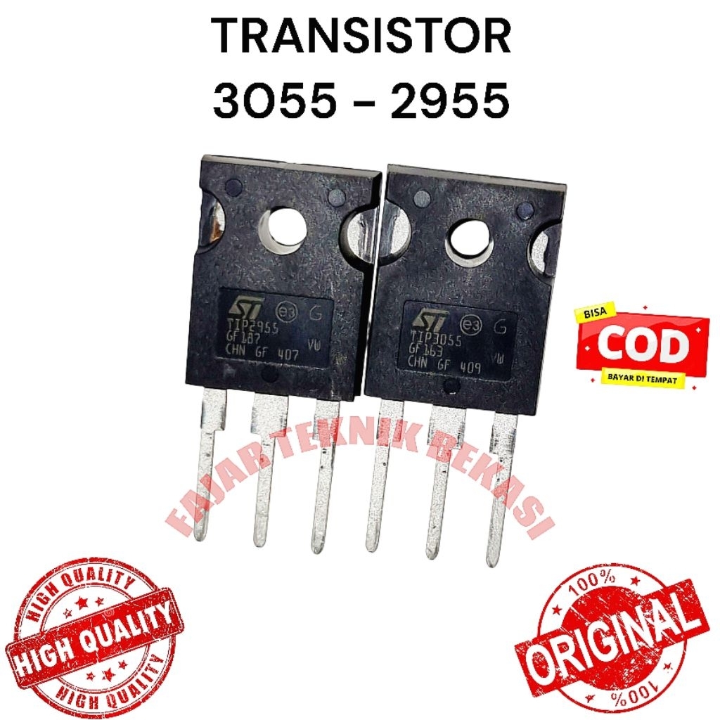 TRANSISTOR TIP3055 - TIP2955  TIP 3055 - TIP 2955 ORIGINAL ST JAPAN ASLI 1SET