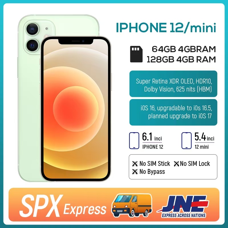 IPHONE12Mini RAM 256GB/128GB/64GB Second BEKAS ORIGINAL100%MULUS NORMAL FULLSET Kondisi Perfect ip12