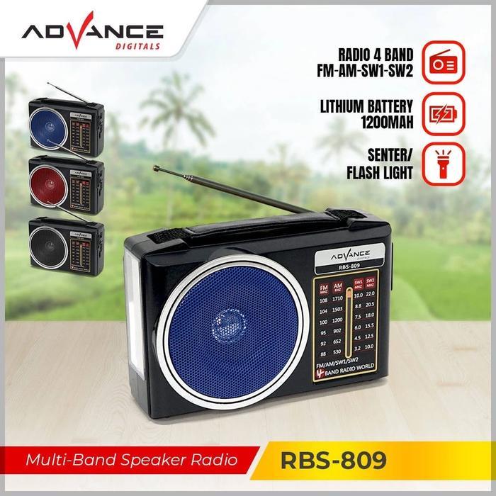 Advance RBS-809 Speaker Radio Jadul + Senter Multi-Band Speaker Radio Portable
