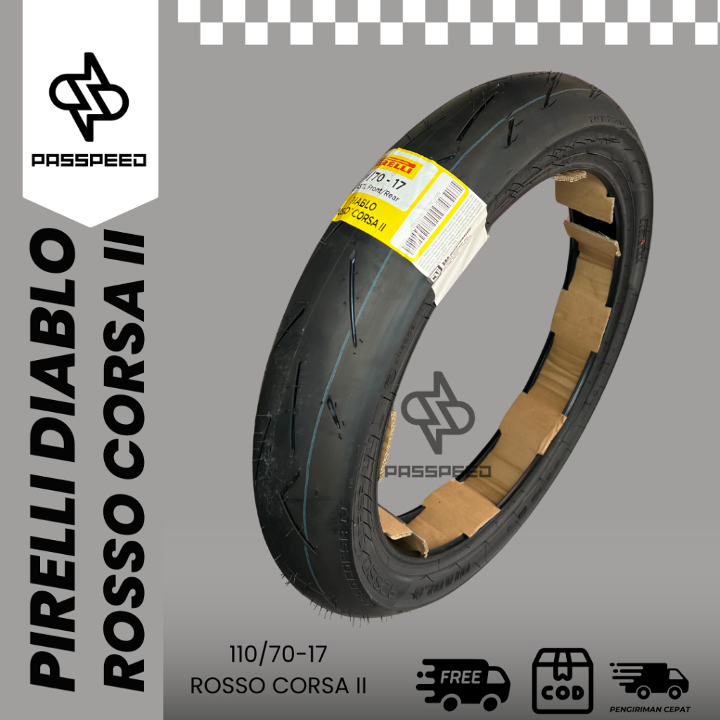 BAN PIRELLI DIABLO ROSSO CORSA II 110/70-17 BAN TUBELESS BAN BALAP SOFT COMPOUND BAN RACING BAN MOTO