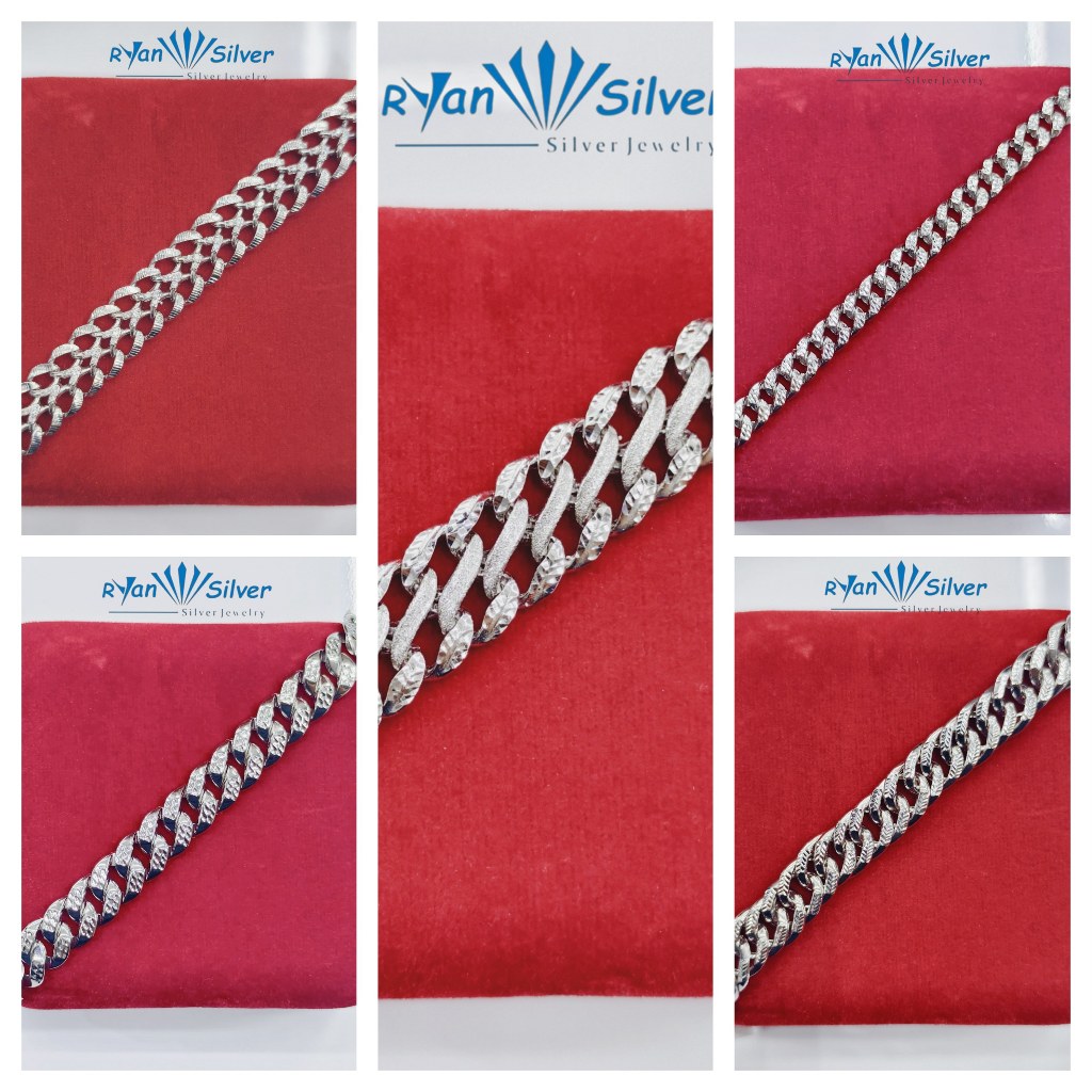 Gelang Tangan Sisik Naga Perak S925 Lapis Rhodium