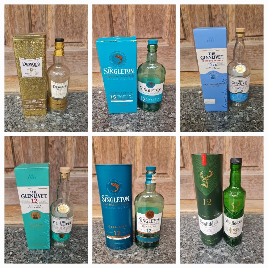 Botol Bekas Minuman Whisky Vodka Gin Ligueur Soju tanpa isi