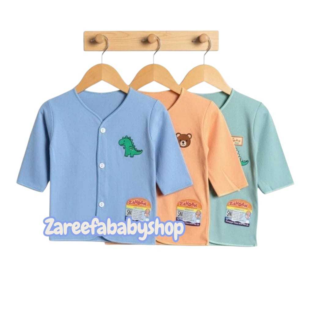New 6 Pcs Baju Bayi Lengan Panjang Zahdan Polos Warna 0-6 Bulan