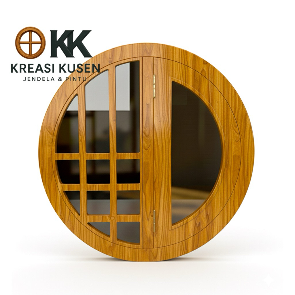 Jendela Bulat Aetestics • Kusen Jendela Bulat Bahan Kayu Jati