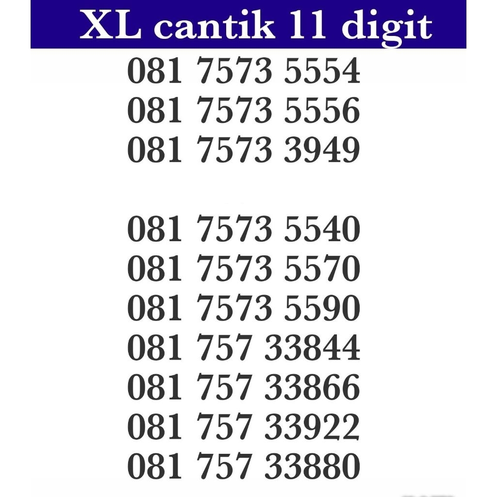 NOMER CANTIK XL 11 DIGIT