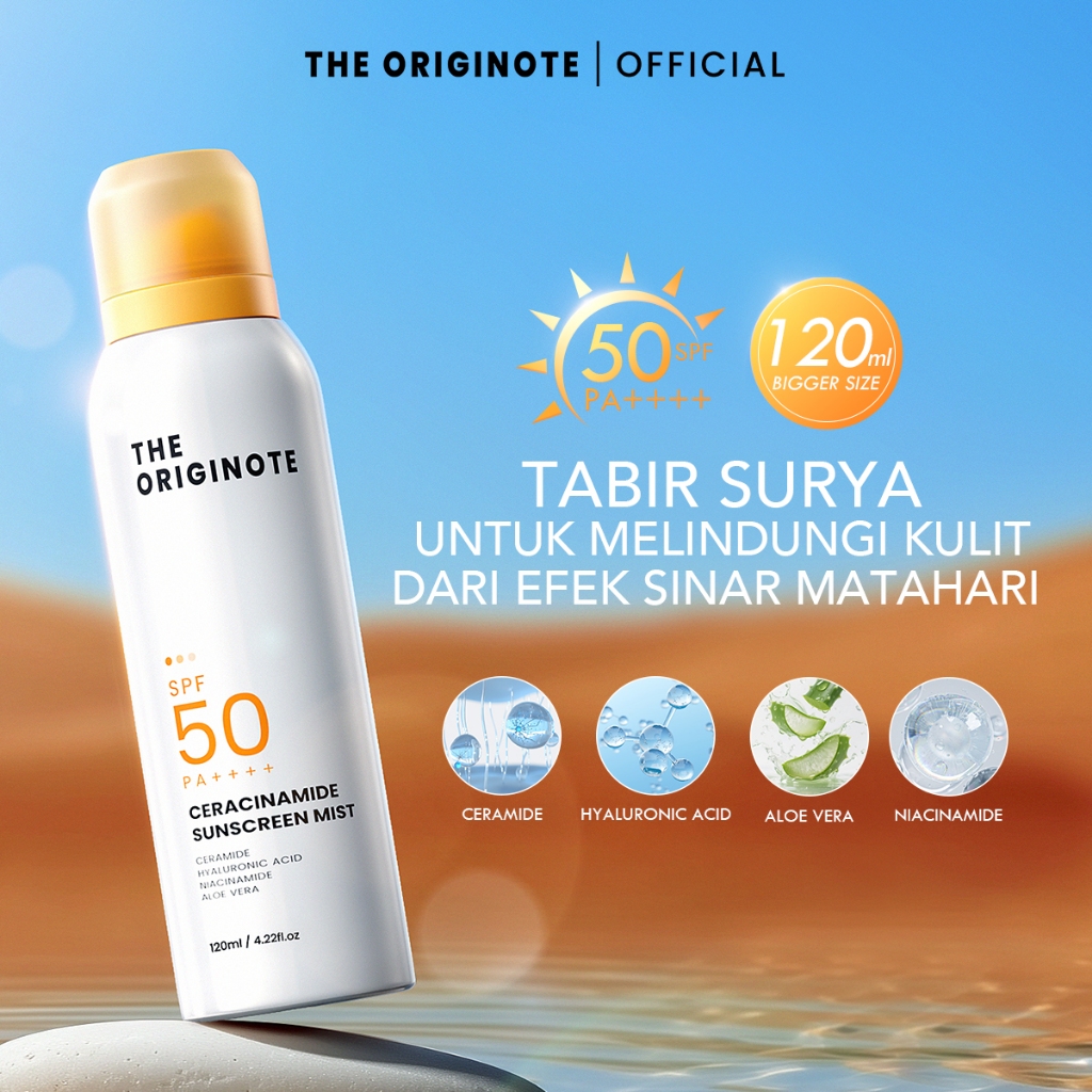 The Originote Ceracinamide Sunscreen Mist SPF 50 PA++++ - UV - Melembabkan Wajah No Whitecast Protec