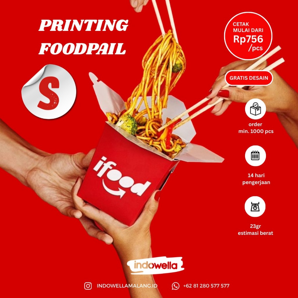 Custom Foodpail S | Kemasan Rice Box | Paper Box | Laminasi | Tahan Minyak | Full Printing