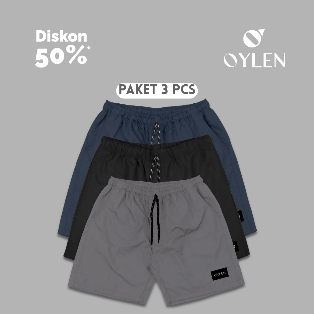OYLEN - PROMO 3 PCS Celana Pendek Pria Boardshort | Celana Santai Pria Ukuran M-XXL