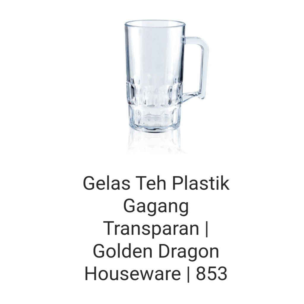 Golden Dragon Gelas Gagang 853 (6's) Gelas Es Teh Minum Plastik Bening Mirip Kaca Transparan