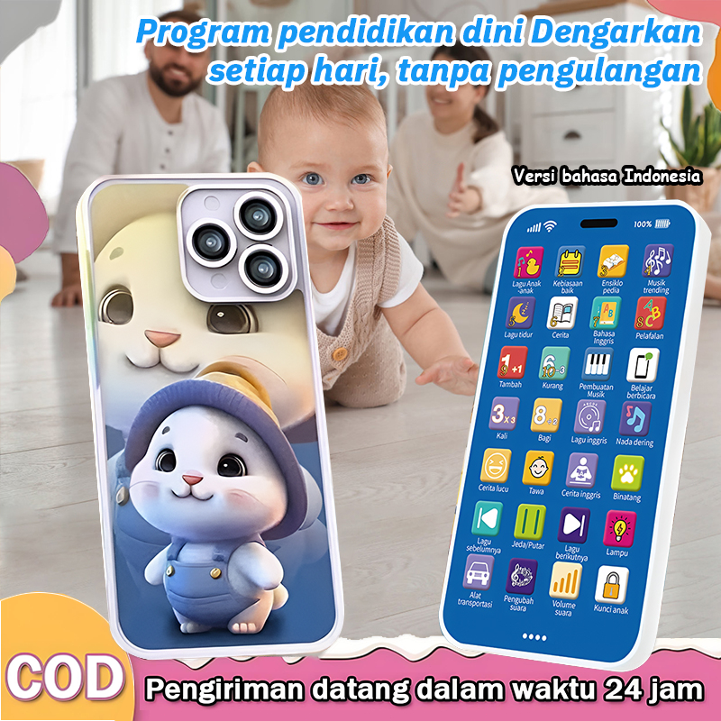 hp mainan anak anak Telepon Seluler Anak-anak Mainan Ponsel Bayi iphone anak anak fungsi 28 tombol l