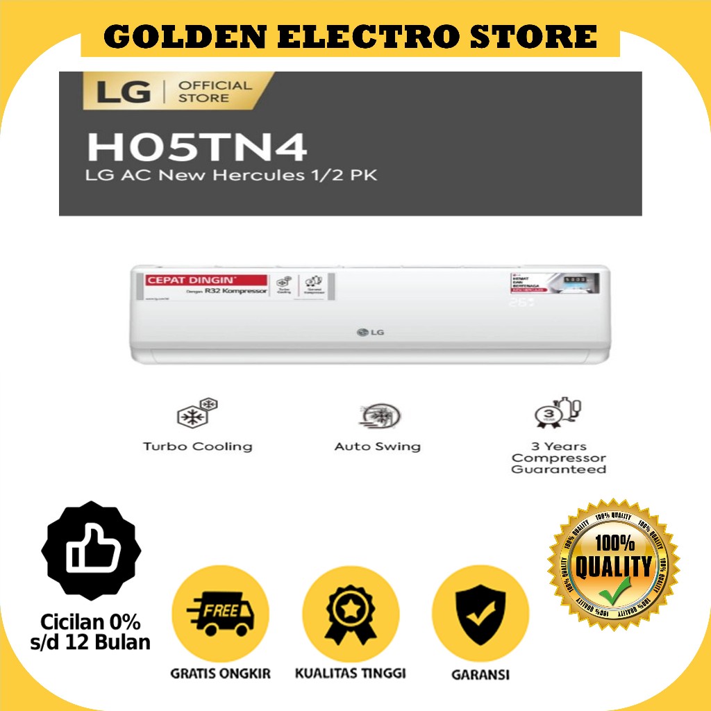 AC LG STANDAR 1/2 PK H05TN4 GARANSI RESMI LG TERMASUK PEMASANGAN 1/2PK - 0.5PK 0,5PK 0,5 0.5 PK