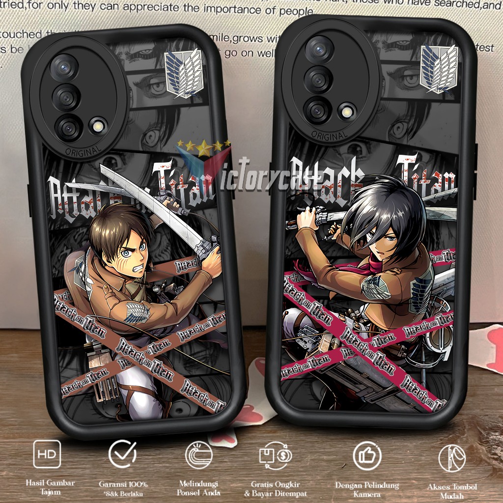 Case Premium Compatible For OPPO A74 4G A95 4G F19 F19S Motif AOT Casing Softcase Glossy Kilau Kaca 