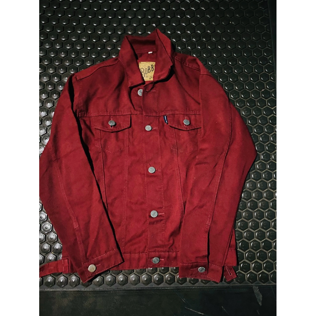 JAKET JEANS DENIM BOBBIES JEANS.CO MERAH BATA MEWAH BRANDED
