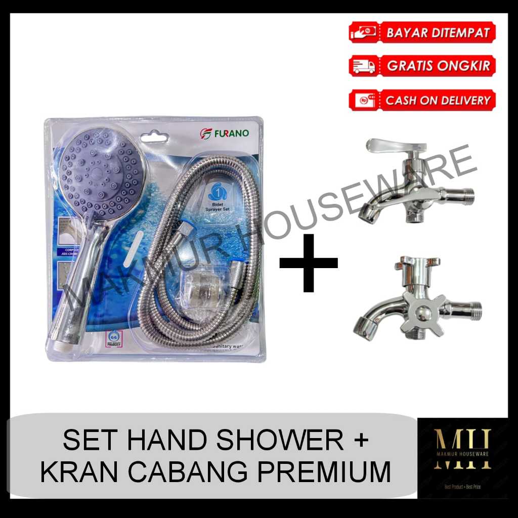 SHOWER MANDI SET DENGAN KRAN CABANG PREMIUM / HAND SHOWER MANDI SET + KRAN CABANG PREMIUM