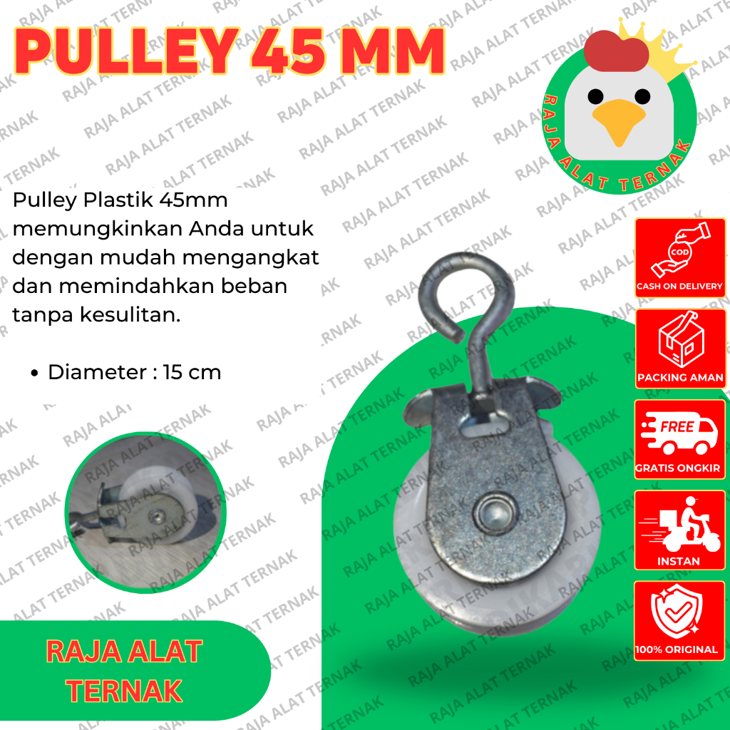 Raja Ternak Pulley 45 mm / Roda Katrol 45 mm / Roda Kerekan 45 mm - Alat Ternak Ayam