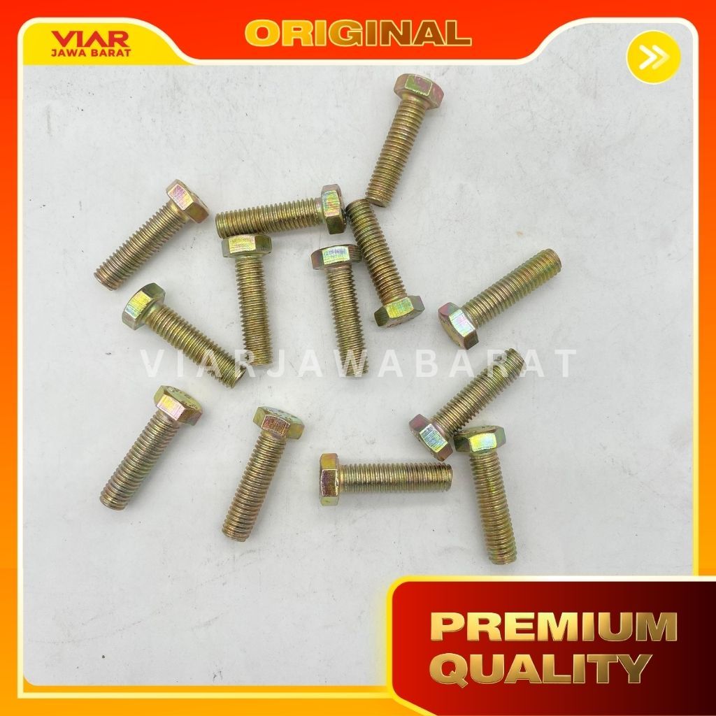 ( 20 PCS ) BAUT KUNING M8x30 KUNCI 12 DRAT 8mm - PANJANG 30cm / BAUT4