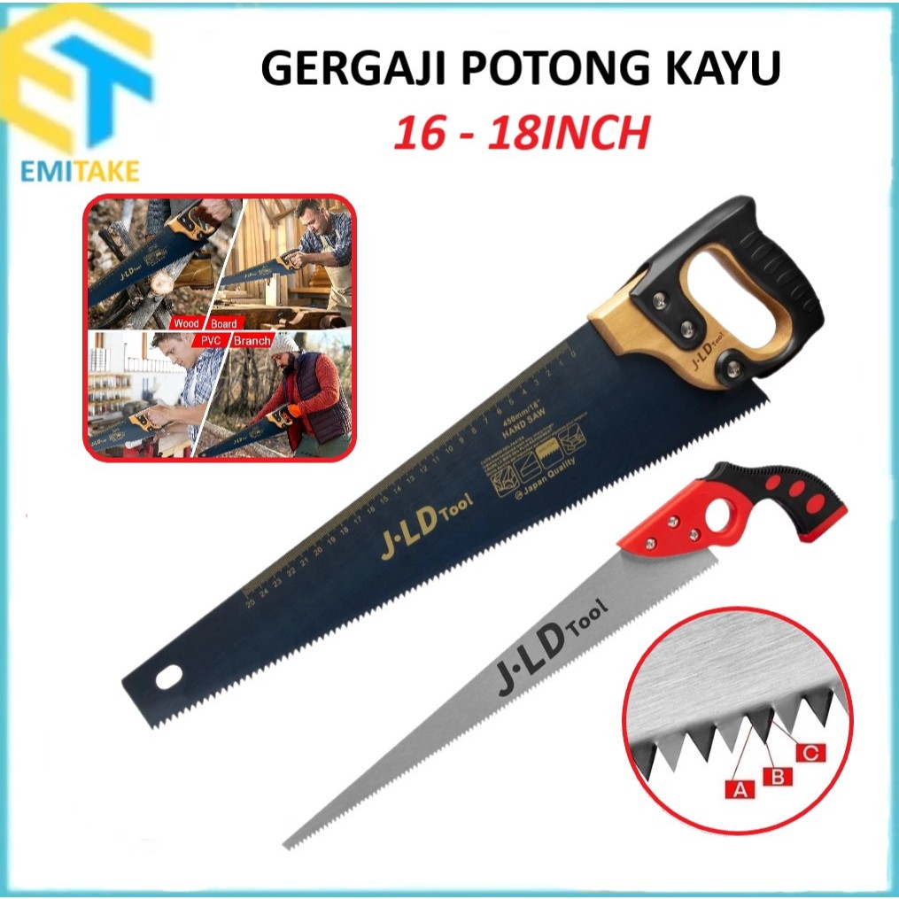 Gergaji Potong Kayu Manual 16-18inch Gergaji Multifungsi Super Tajam Gergaji Kayu Portable