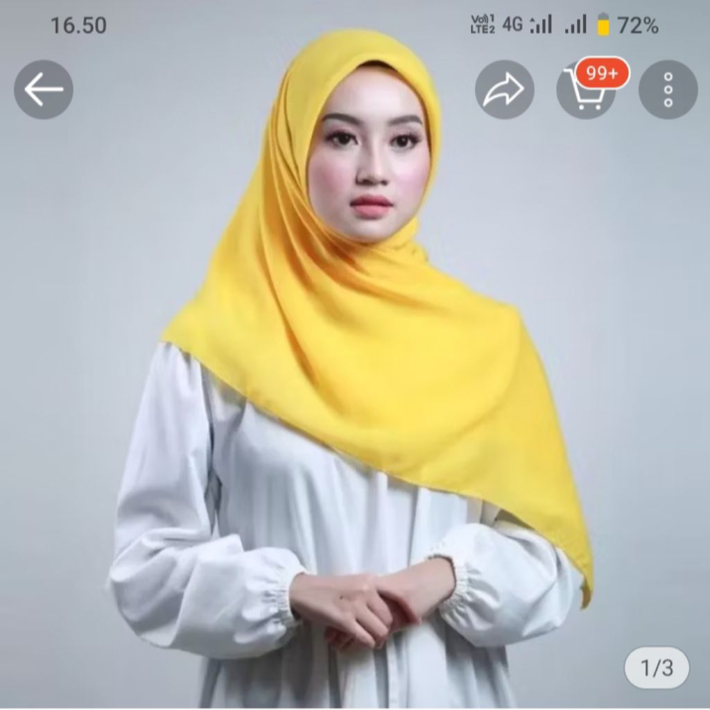 hijab bella square warna kuning golkar premium quality