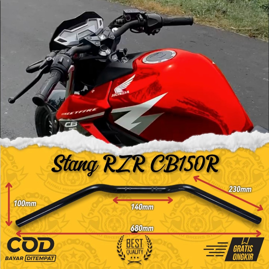 Stang RZR New Tebal Baja Karbon Original Indonesia Universal CB150R Vixion Ninja Beat Street