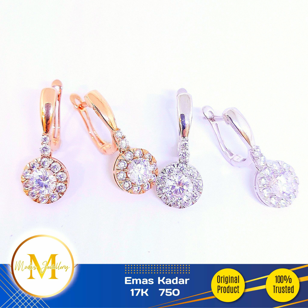 MODIS JEWELLERY - Anting Chelsea Putih Rosegold - Emas 17k 750