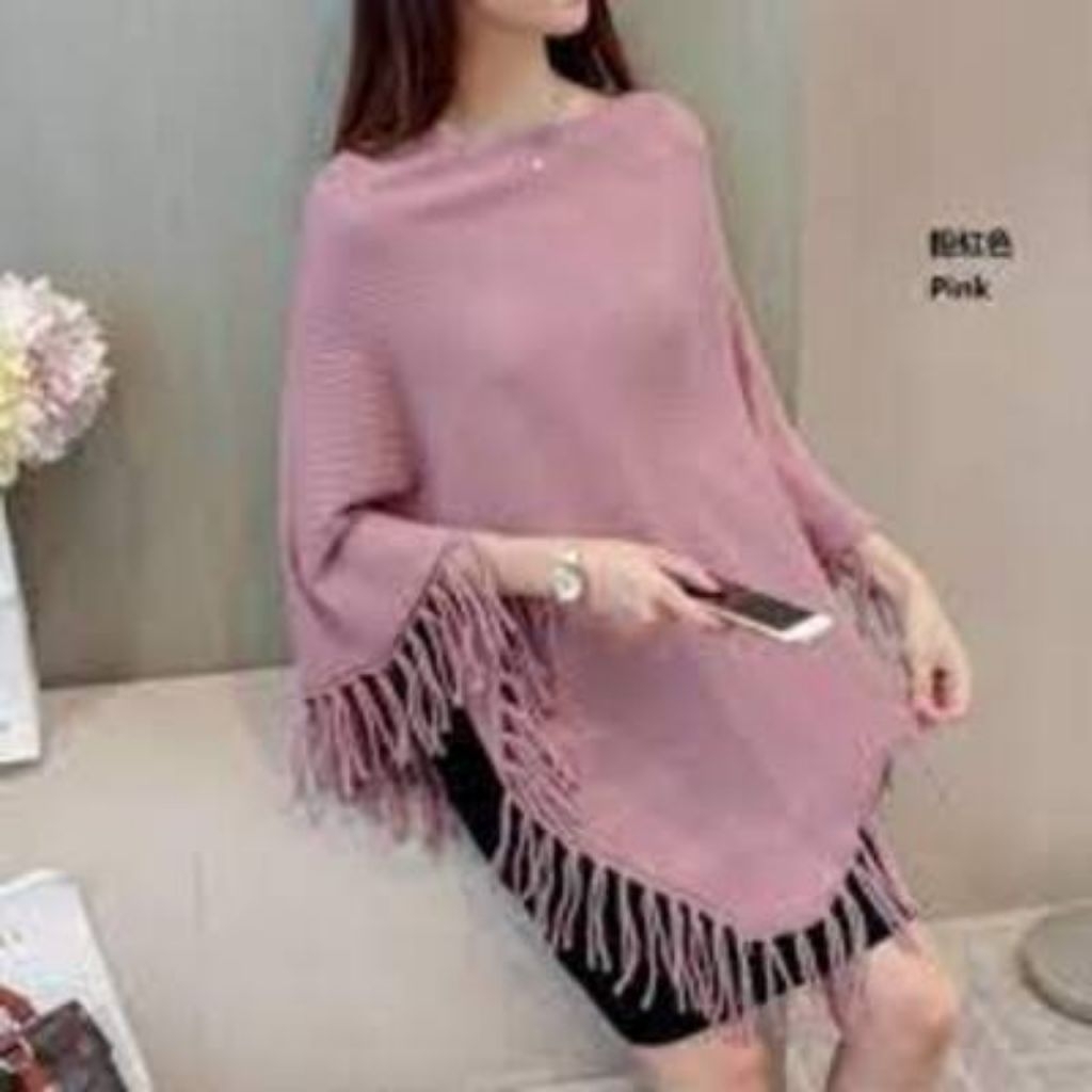 Ponco polos rajut wanita/kardigan rajut /baju rajut premium/aksesoris rajut