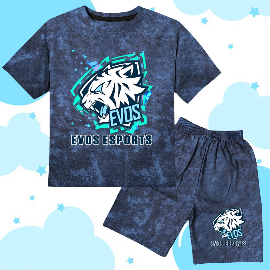 Setelan Denim Jeans Baju Kaos Distro Stelan Set Anak Laki Laki Perempuan 1 - 10 tahun evos 2