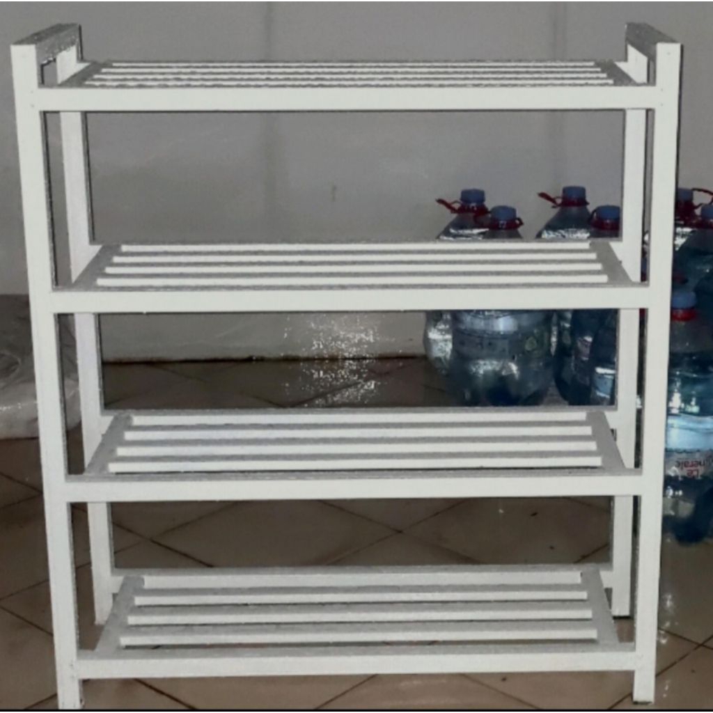 Rak sepatu 4 tingkat hollow galvanis baja ringan