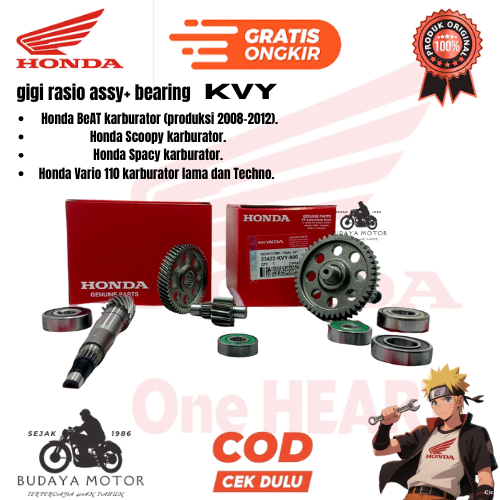 ORIGINAL AHM PAKET GIGI RASIO+BEARING HONDA KVY GARANSI BEAT KARBU SPACY KARBU SCOOPY KARBU ORIGINAL