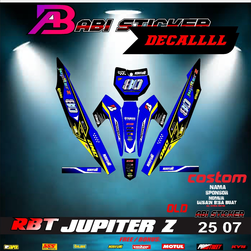 (COD)Sticker RBT JUPITER Z OLD  Fullbody Decal High ResING MOTOR TRABAZ   125  RBT  SUPRA X Racing A