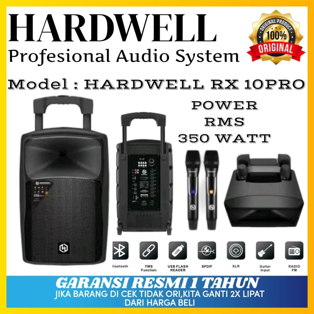 Speaker Portable Hardwell Rx10Pro Original Speaker Hardwell 10inch 350watt