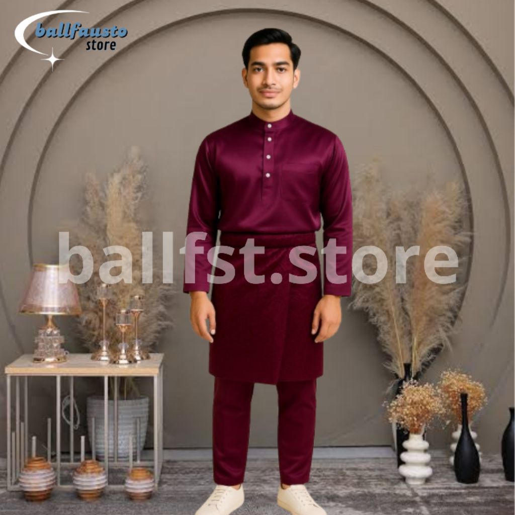 SATU SETELL Baju+Celana+Rumpak Baju Melayu Pria| Baju Adat Pernikahan | Baju Melayu Pria | Baju Adat