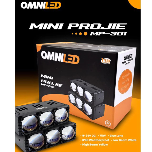 Mini Laser OMNILED X3 150 Watt by Orios Blue Lens lampu kabut foglamp Lampu Tembak 3 mata