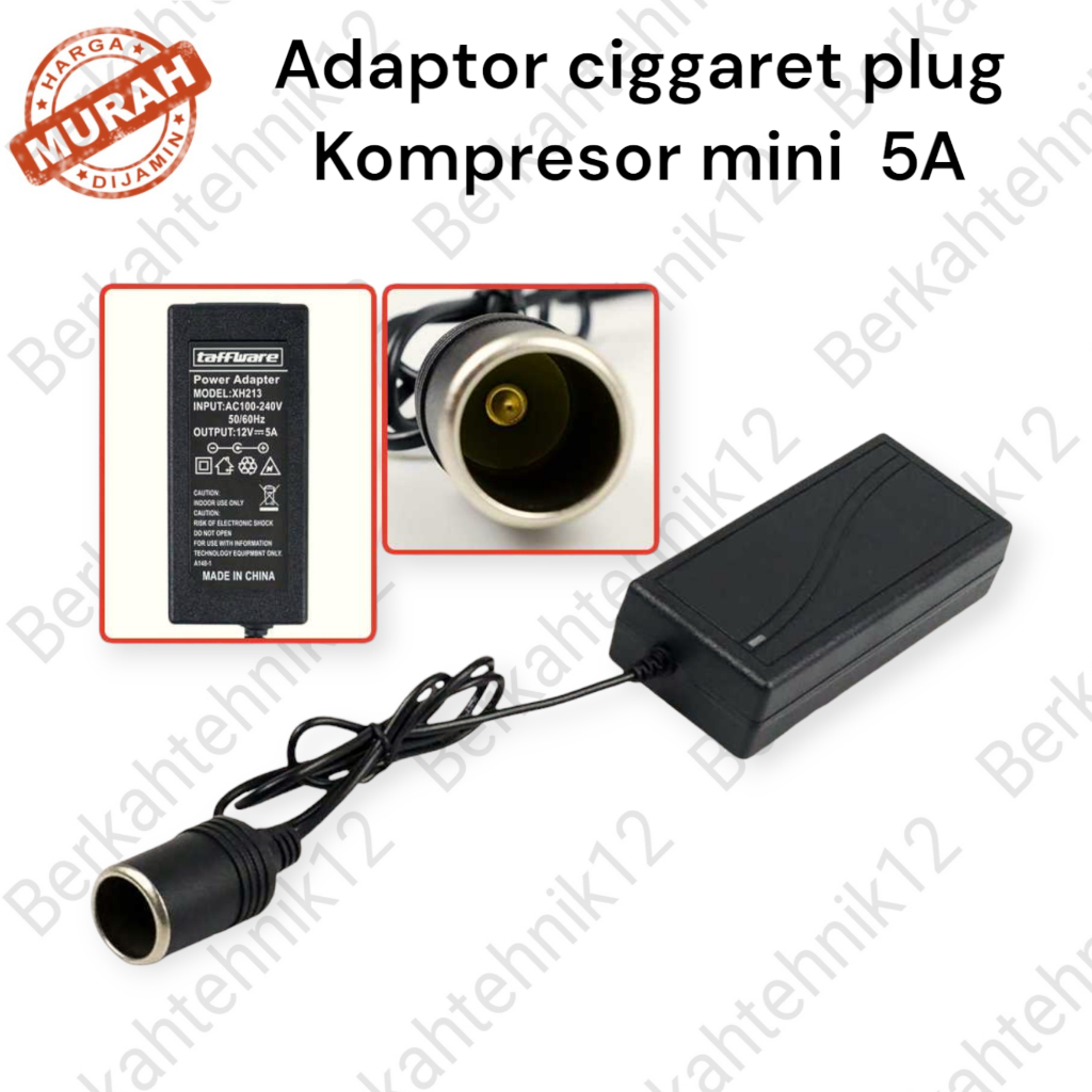 Adaptor socket mobil 12v 5a 10a Car charger 220v AC To DC 12 Volt 8 Ampere untuk vacum cleaner compr