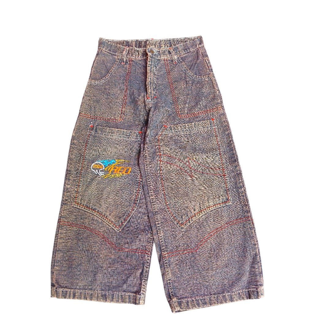 JORTS PANTS Y2K VINTAGE RED ZONE NOT JNCO