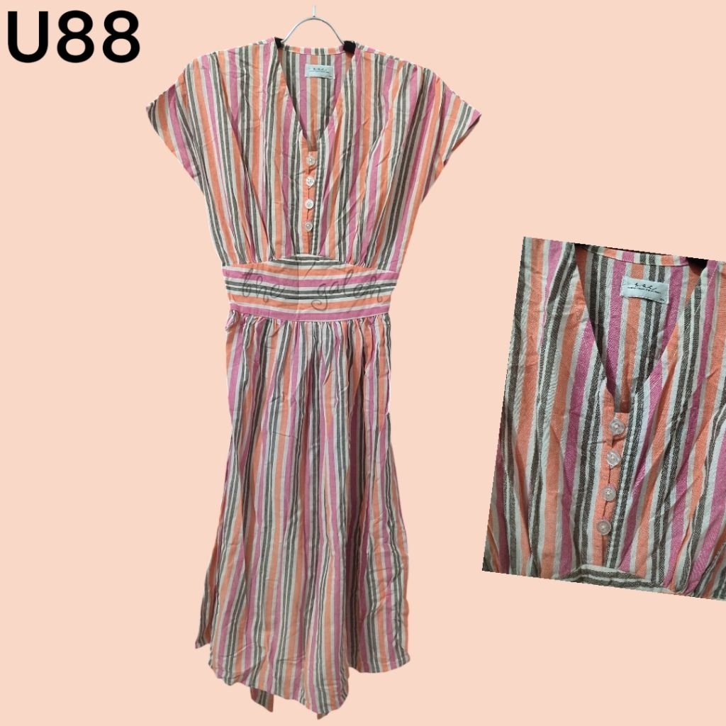 U88 Shandy Aulia Collections Baju Dress Tunik Garis Garis mix Color Bagus Murah